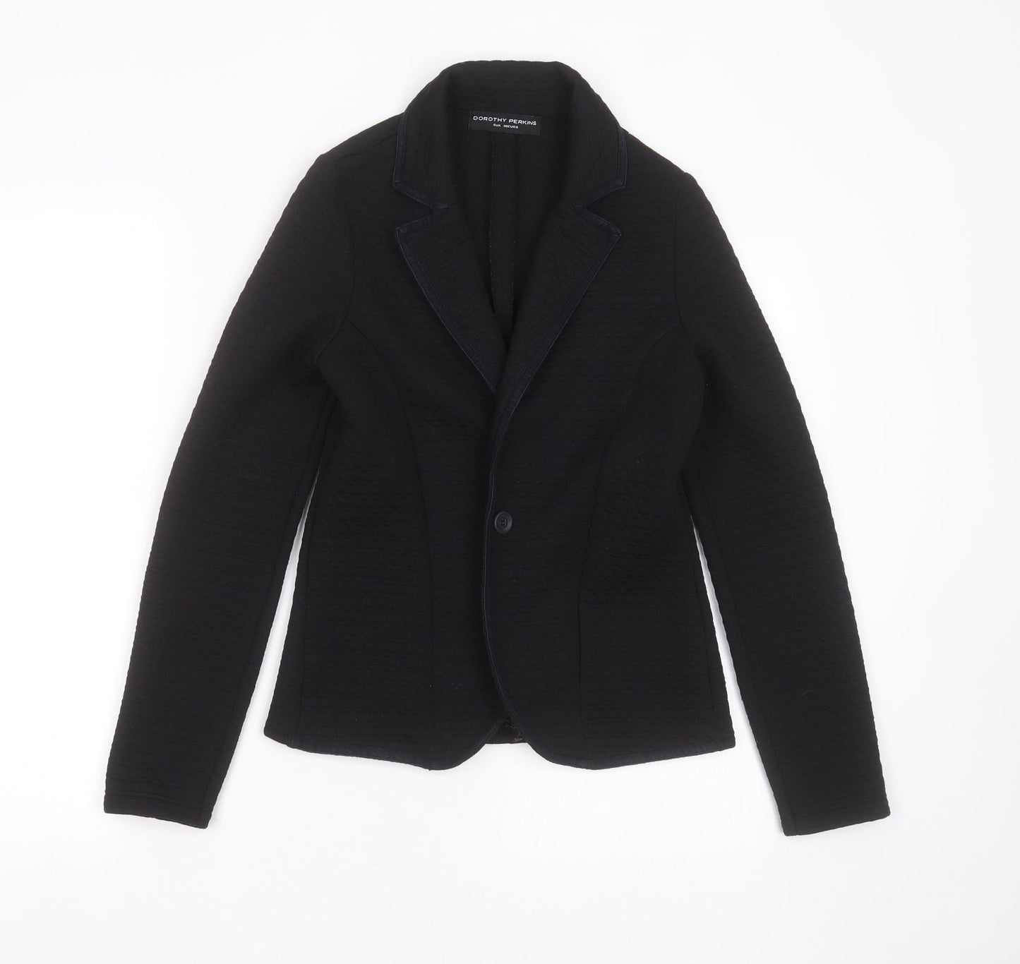 Dorothy Perkins Womens Black Geometric Polyester Jacket Blazer Size 8