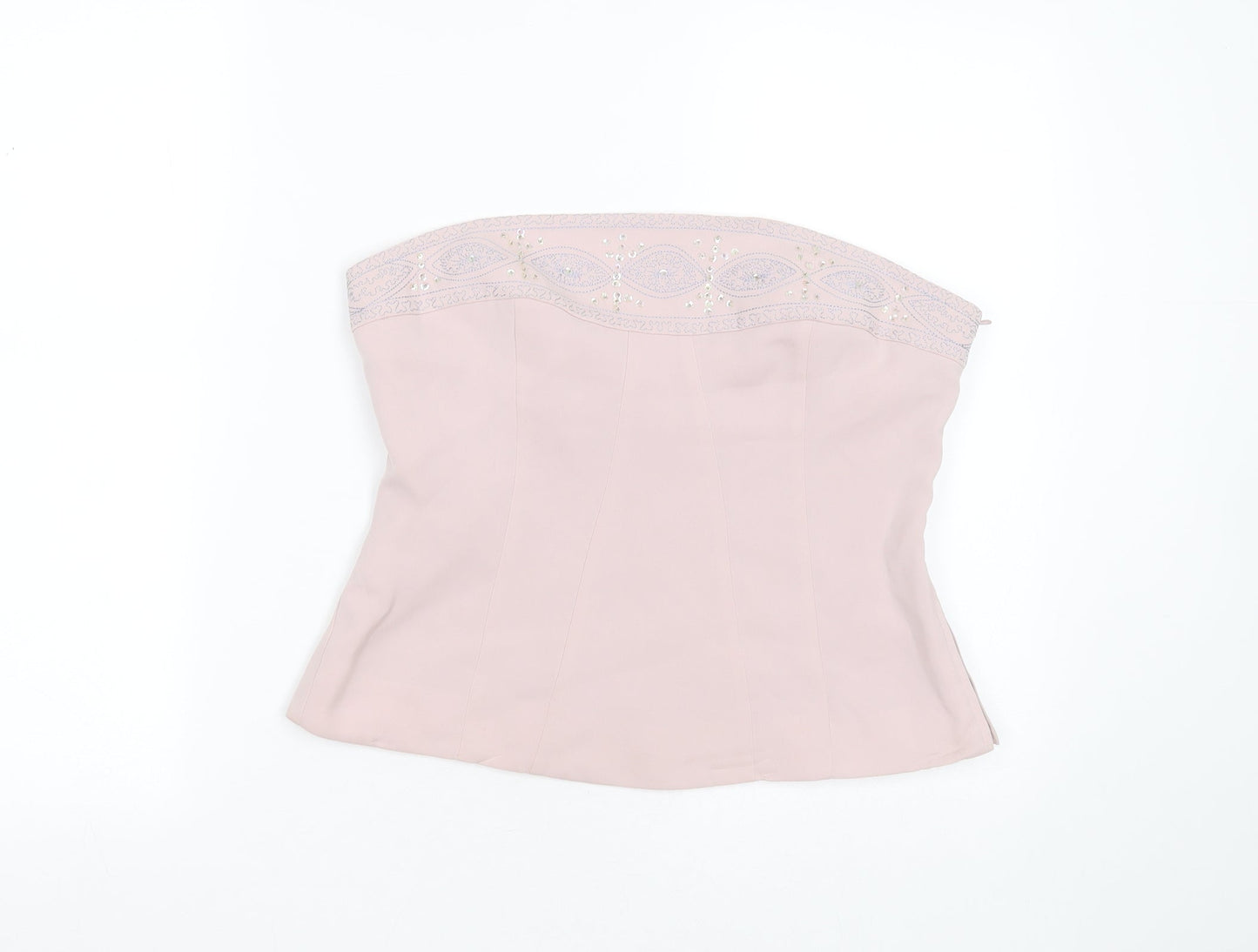 NEXT Womens Pink  Polyester Basic Blouse Size 14 Off the Shoulder - Embroidered detail