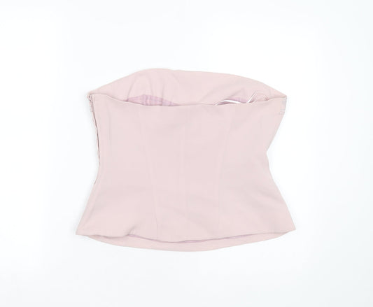 NEXT Womens Pink  Polyester Basic Blouse Size 14 Off the Shoulder - Embroidered detail