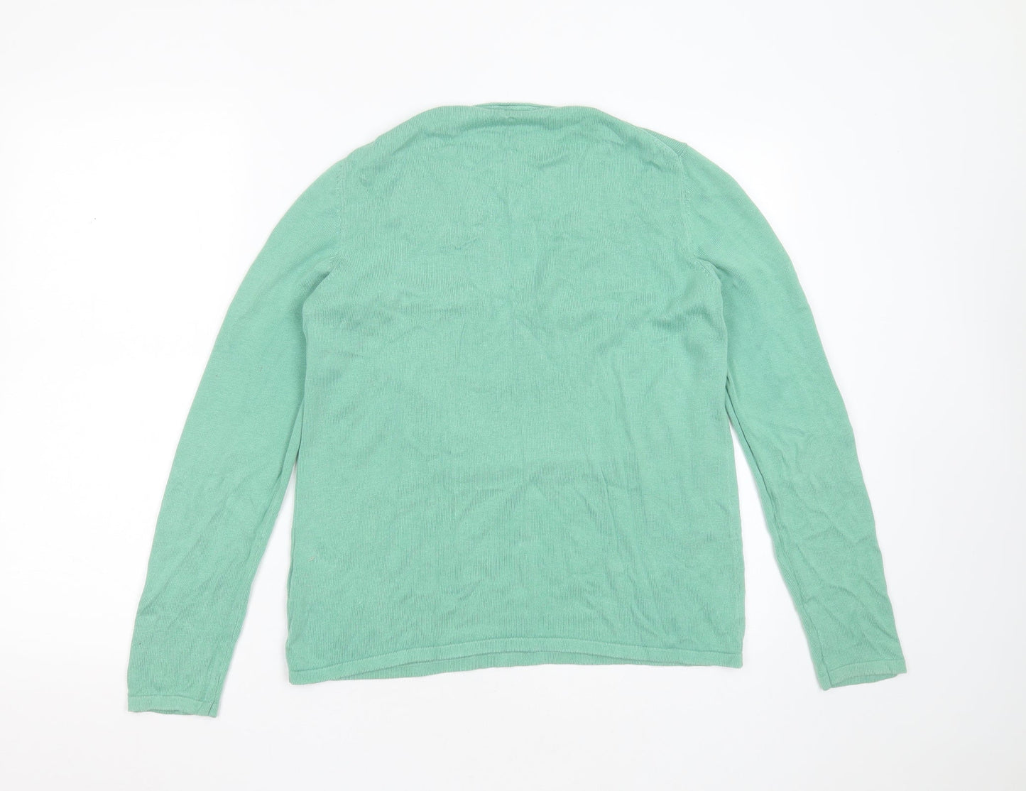 TOM TAILOR Womens Green V-Neck  Cotton Pullover Jumper Size M