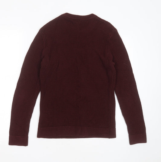 H&M Womens Purple Round Neck  Acrylic Pullover Jumper Size S   - waffle knit, burgundy