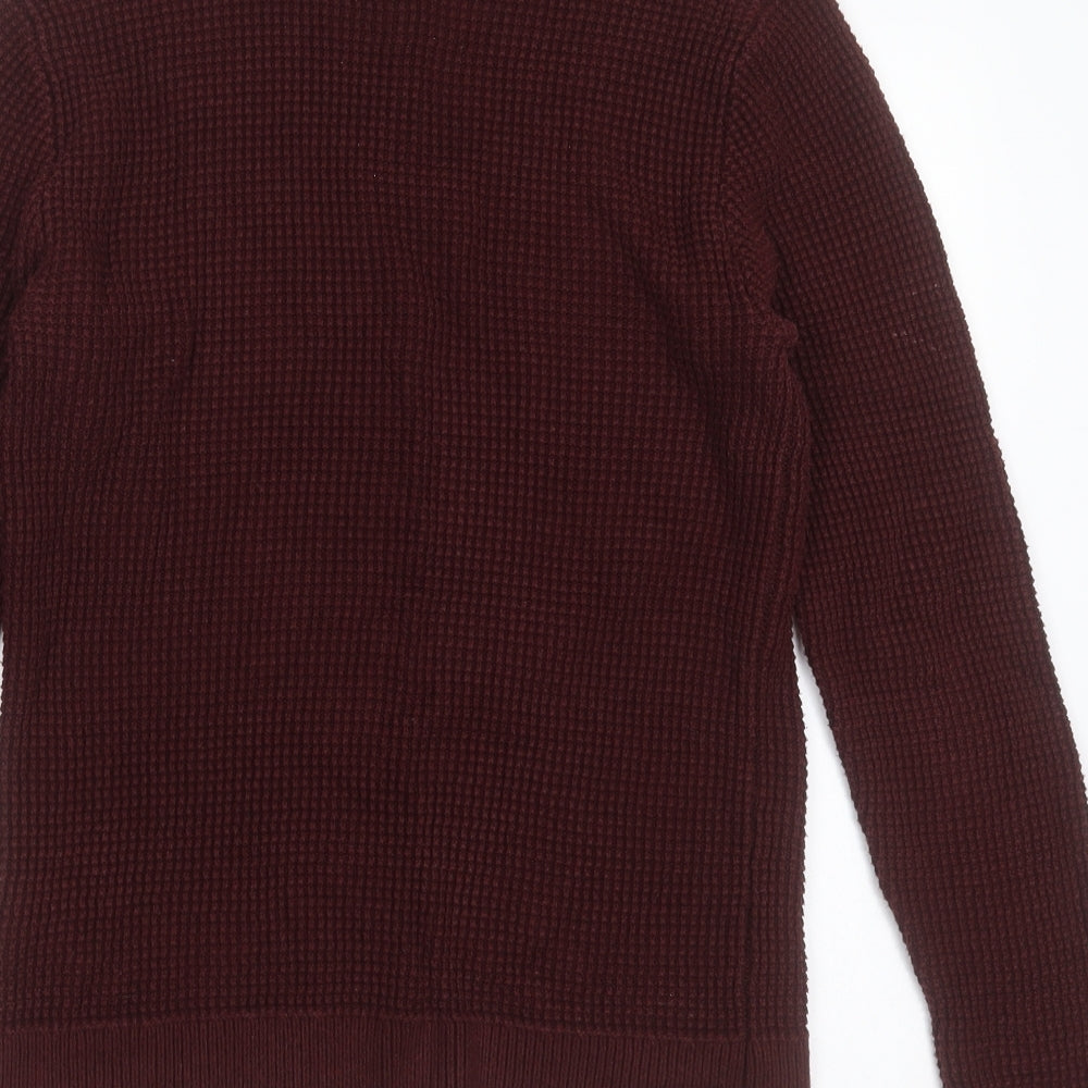 H&M Womens Purple Round Neck  Acrylic Pullover Jumper Size S   - waffle knit, burgundy