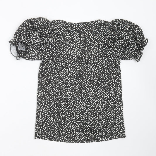 River Island Womens Black  Polyester Basic Blouse Size 6 Square Neck