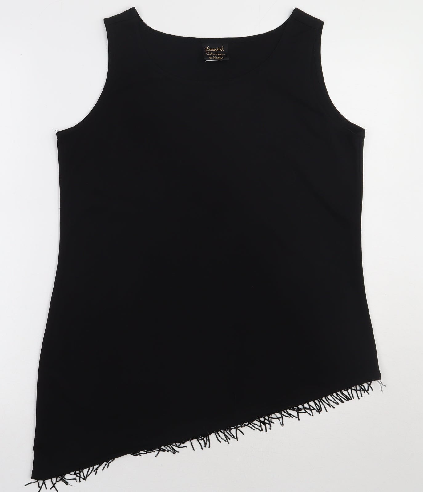 Essential Collection Womens Black  Polyester Basic Tank Size 10 Crew Neck