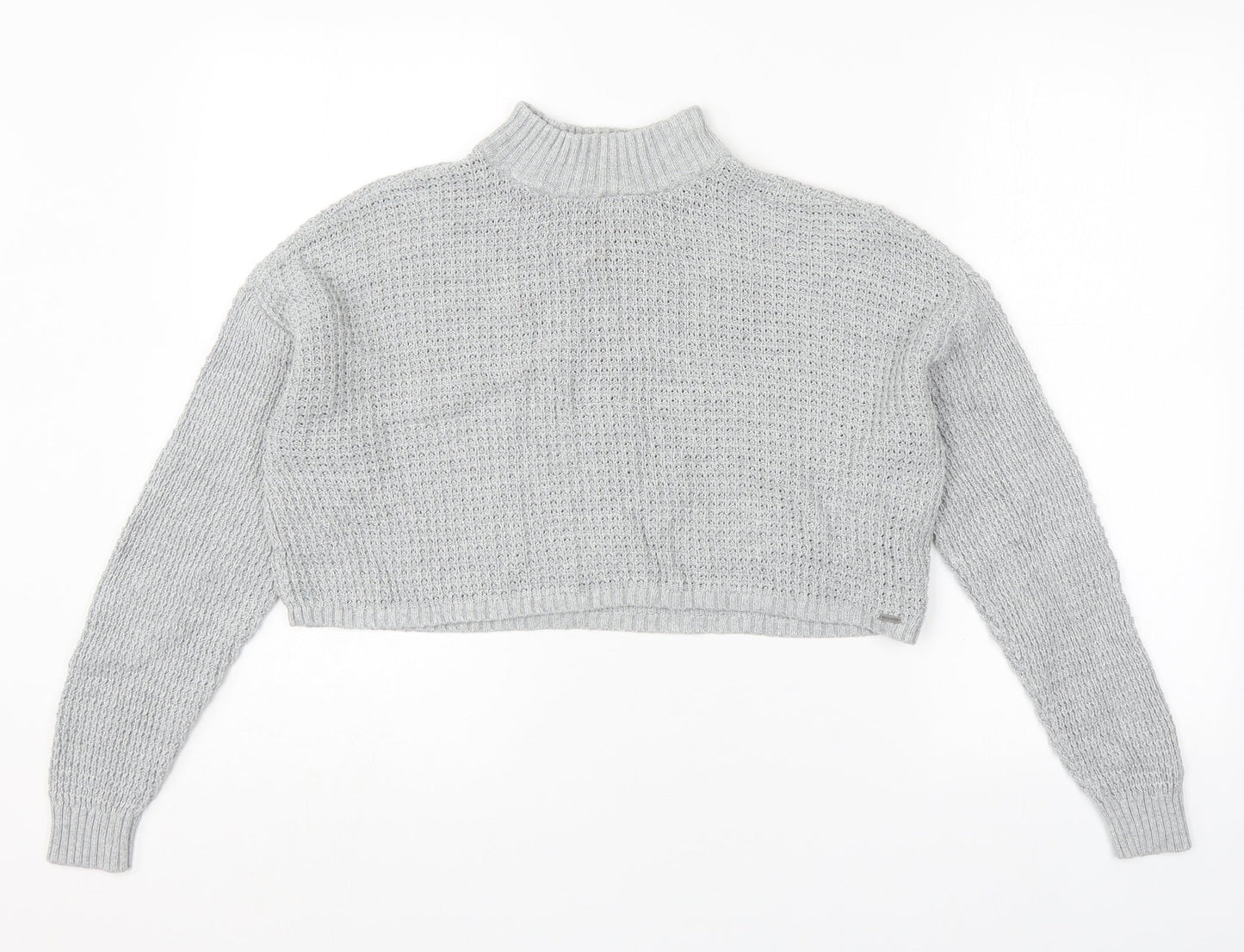 Hollister Womens Grey Crew Neck  Cotton Pullover Jumper Size XS