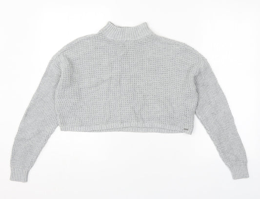 Hollister Womens Grey Crew Neck  Cotton Pullover Jumper Size XS