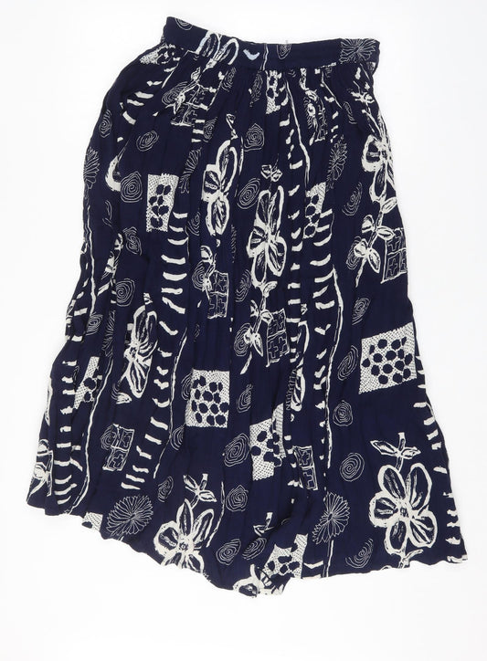 AKAL Womens Black Geometric Viscose Flare Skirt Size 34 in   Drawstring