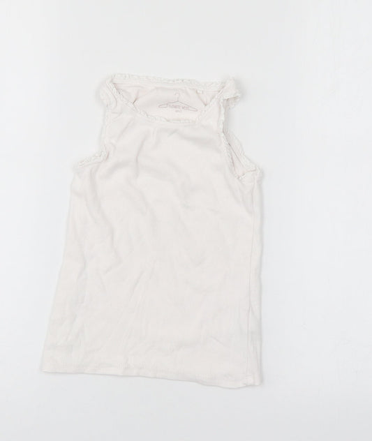 NEXT Girls White  Cotton Basic Tank Size 5 Years Boat Neck Pullover