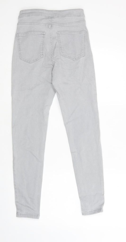 M&S Womens Grey  Cotton Skinny Jeans Size 8 L29 in Regular Button