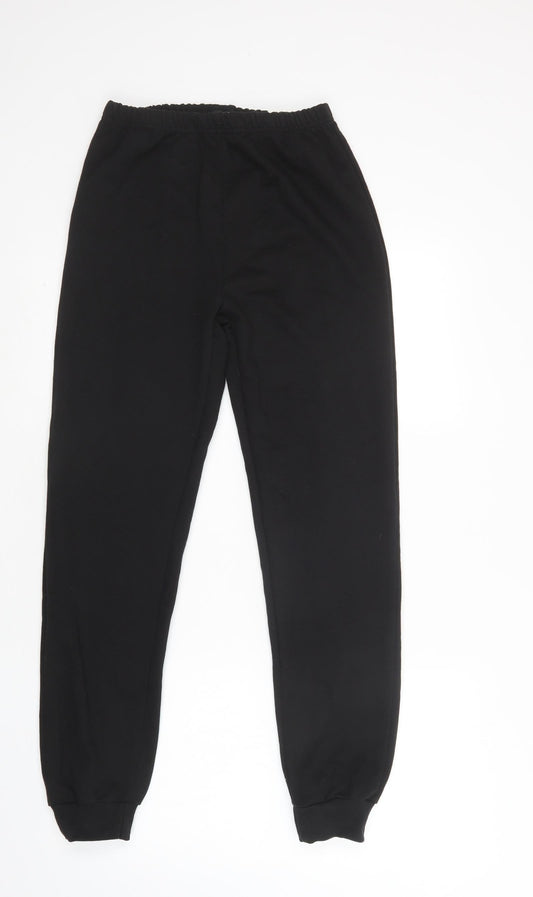 PRETTYLITTLETHING Womens Black  Cotton Jogger Trousers Size 8 L29 in Regular