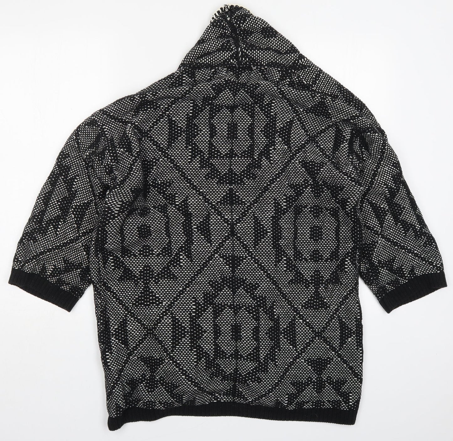 NEXT Womens Black V-Neck Geometric Cotton Cardigan Jumper Size M