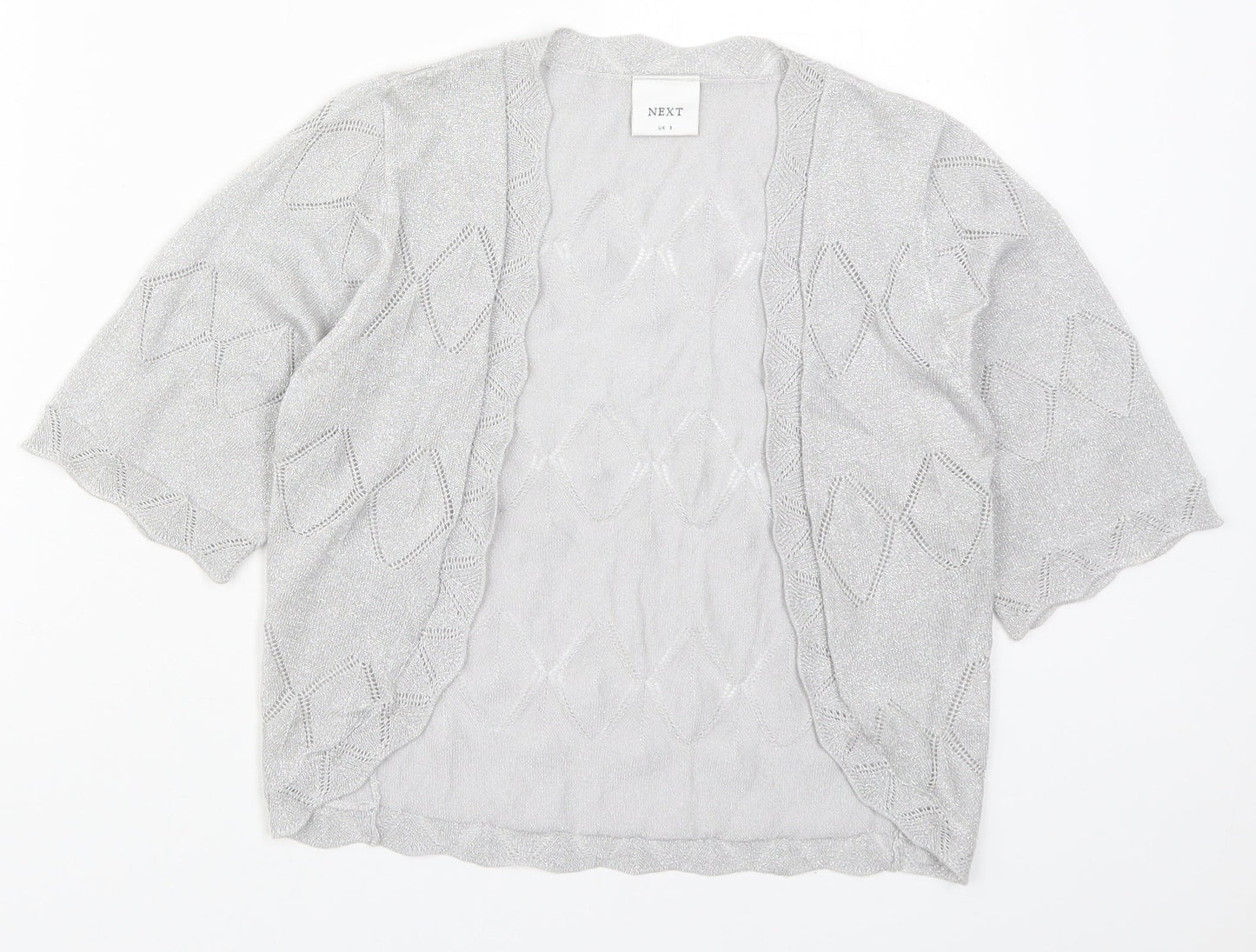 NEXT Womens Silver V-Neck  Viscose Cardigan Jumper Size 8