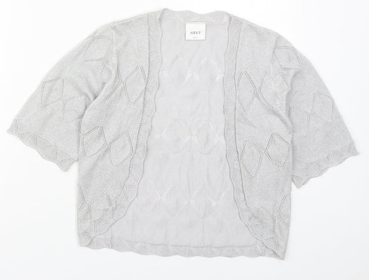 NEXT Womens Silver V-Neck  Viscose Cardigan Jumper Size 8