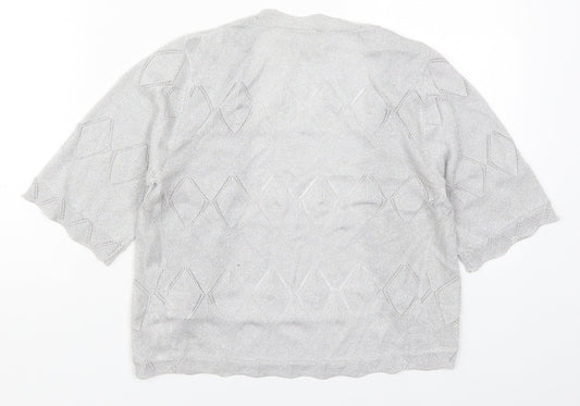 NEXT Womens Silver V-Neck  Viscose Cardigan Jumper Size 8
