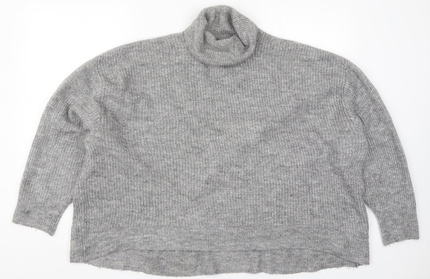 H&M Womens Grey Roll Neck  Acrylic Pullover Jumper Size L