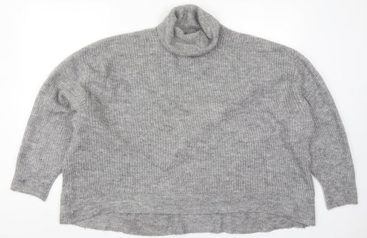 H&M Womens Grey Roll Neck  Acrylic Pullover Jumper Size L