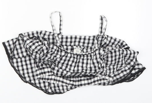 River Island Girls Grey Check Cotton Cropped Tank Size 12 Years Round Neck Pullover
