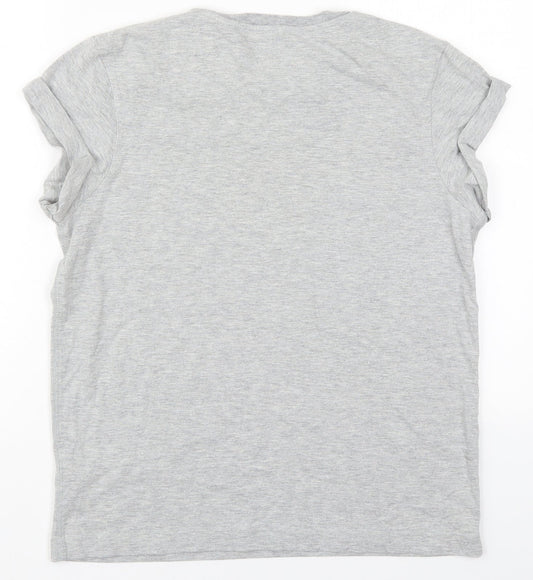 Jack Wills Womens Grey  Cotton Basic T-Shirt Size 8 Crew Neck