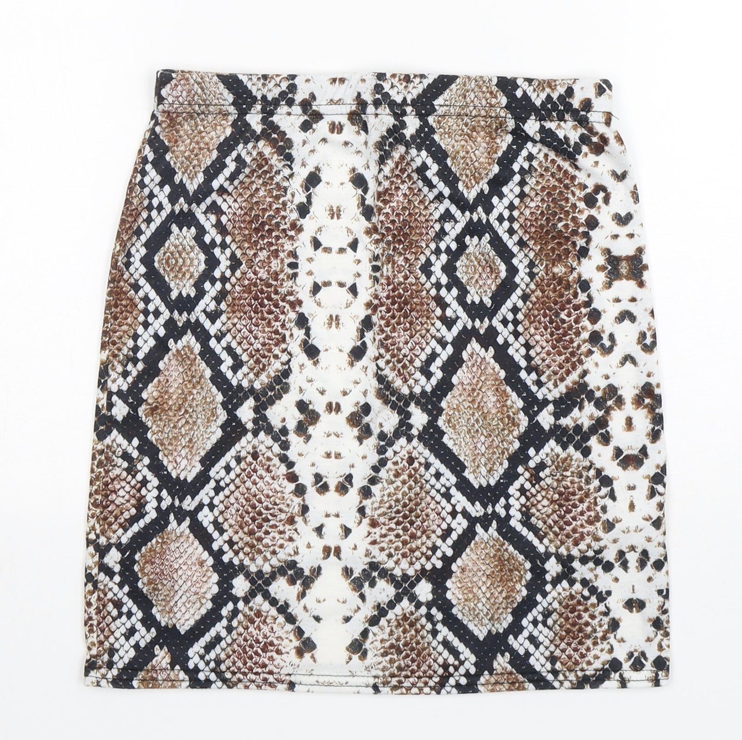 PRETTYLITTLETHING Womens Multicoloured Animal Print Polyester Mini Skirt Size 8