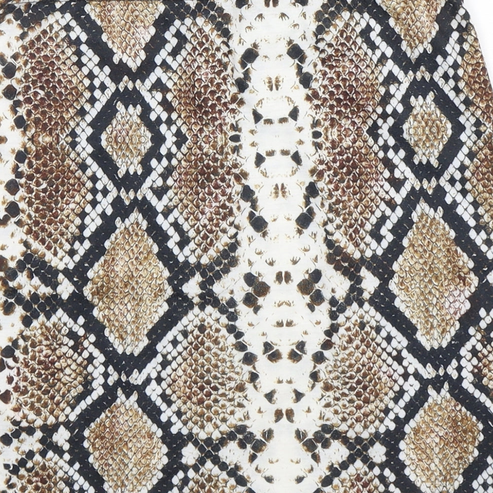 PRETTYLITTLETHING Womens Multicoloured Animal Print Polyester Mini Skirt Size 8