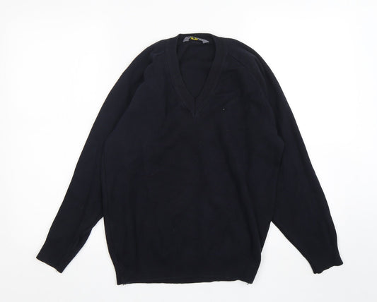 Migicfit Womens Blue V-Neck  Cotton Pullover Jumper Size 6