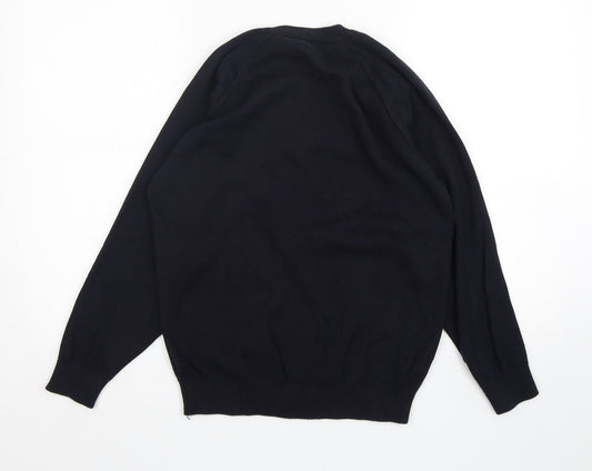 Migicfit Womens Blue V-Neck  Cotton Pullover Jumper Size 6