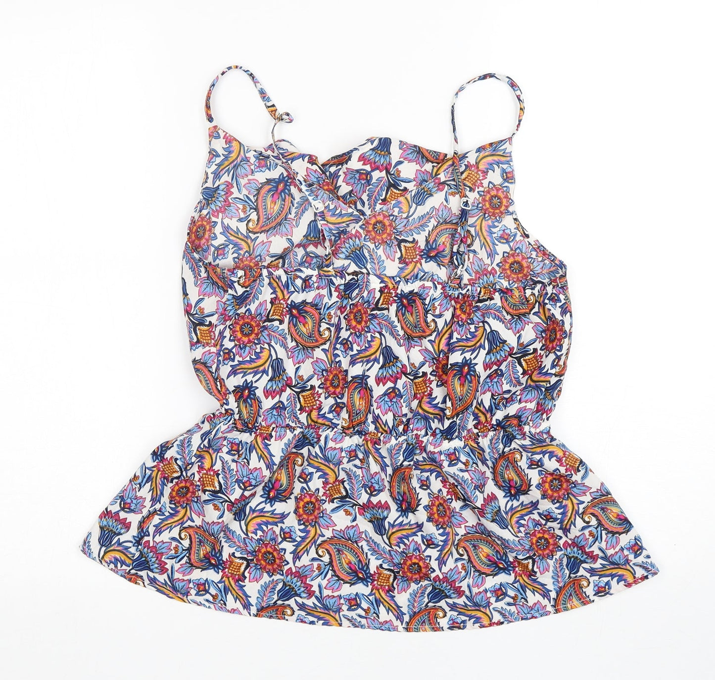 Pep&Co Womens Multicoloured Paisley Polyester Basic Tank Size 12 V-Neck