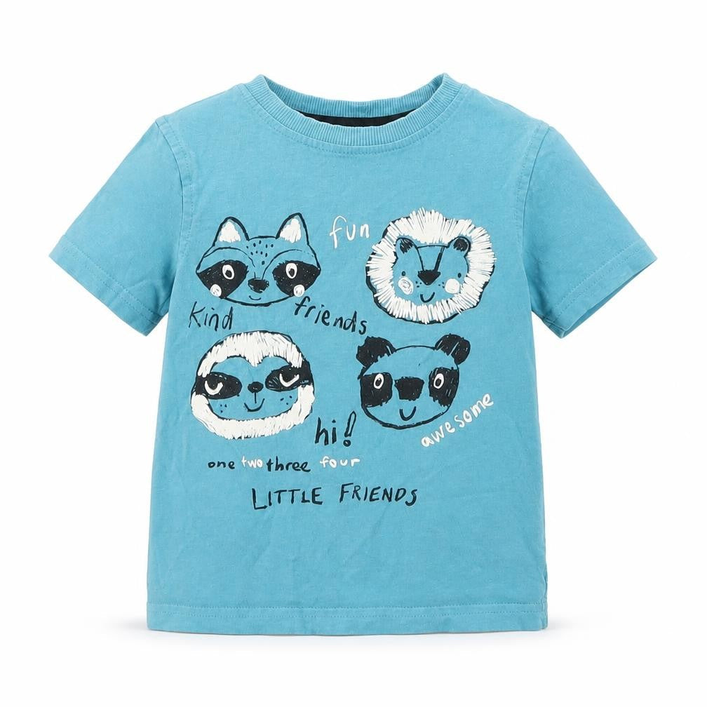 George Boys Blue  Cotton Basic T-Shirt Size 2 Years Round Neck