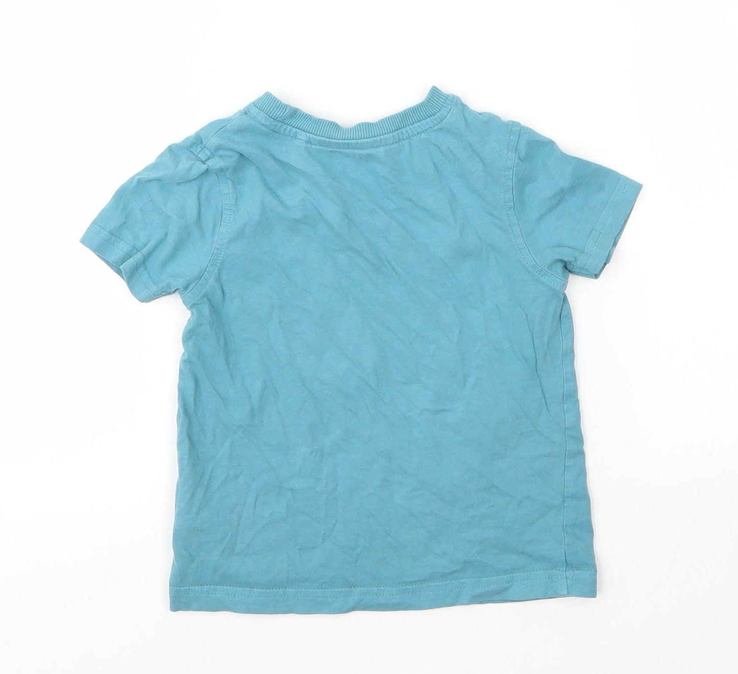 George Boys Blue  Cotton Basic T-Shirt Size 2 Years Round Neck
