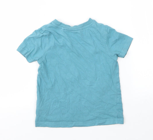 George Boys Blue  Cotton Basic T-Shirt Size 2 Years Round Neck