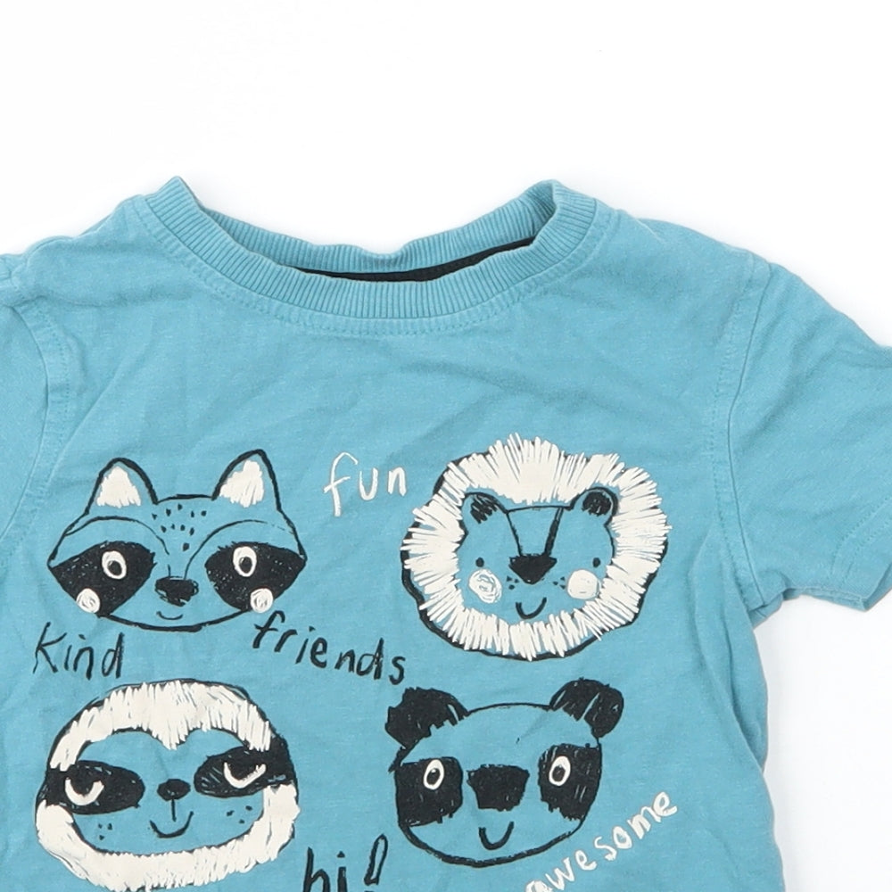 George Boys Blue  Cotton Basic T-Shirt Size 2 Years Round Neck