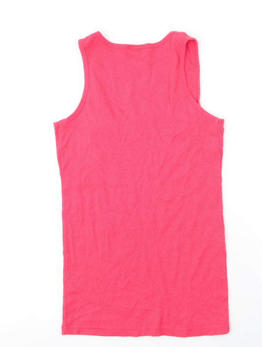 Topshop Womens Pink  Cotton Basic Tank Size 12 Scoop Neck