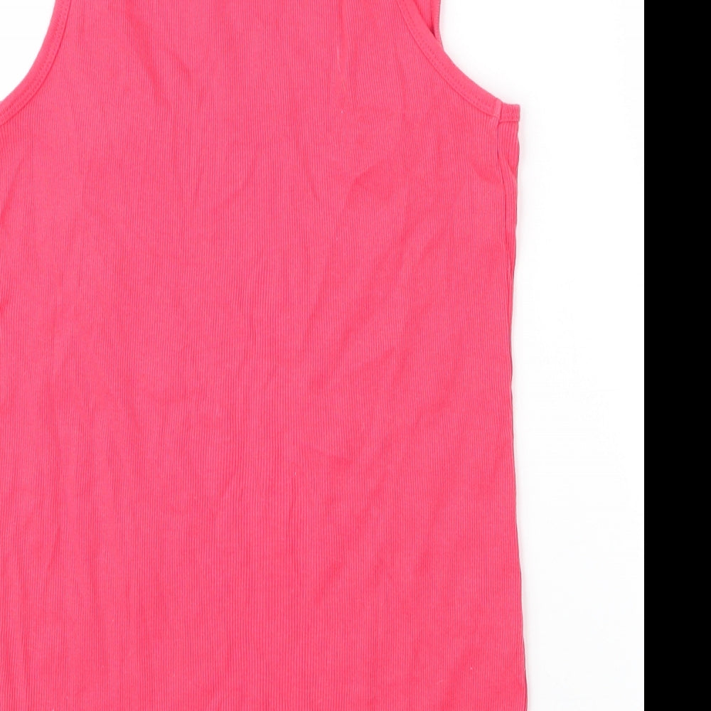 Topshop Womens Pink  Cotton Basic Tank Size 12 Scoop Neck