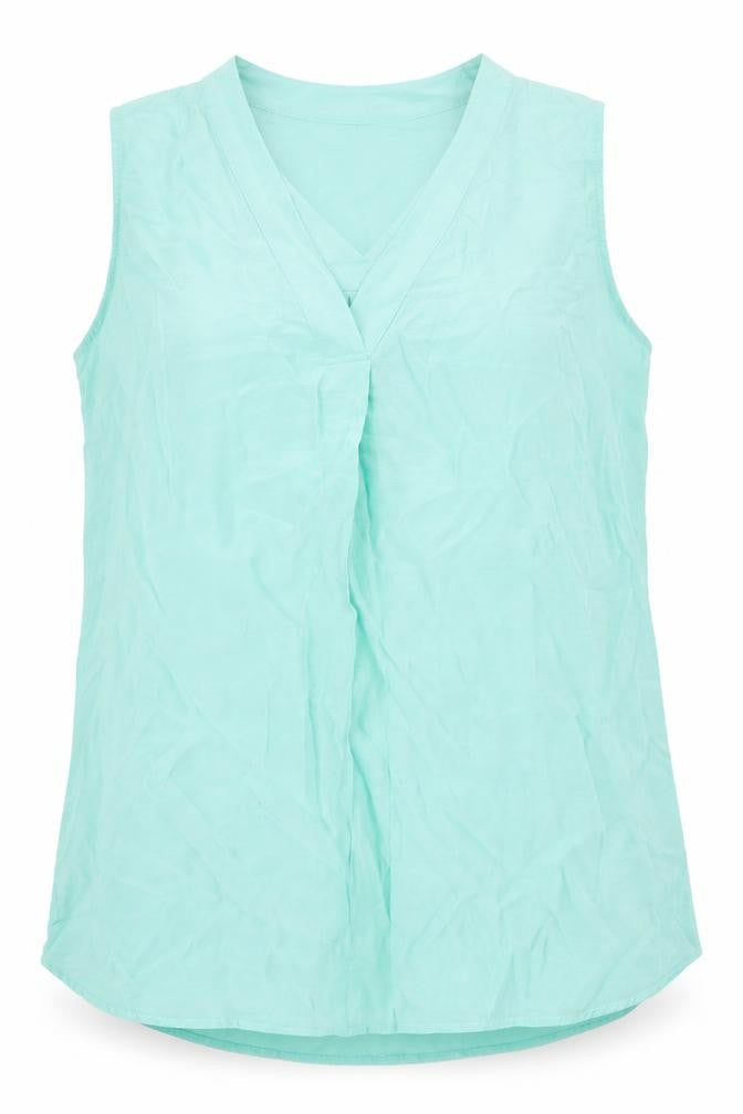 M&S Womens Green  Viscose Basic Blouse Size 10 V-Neck