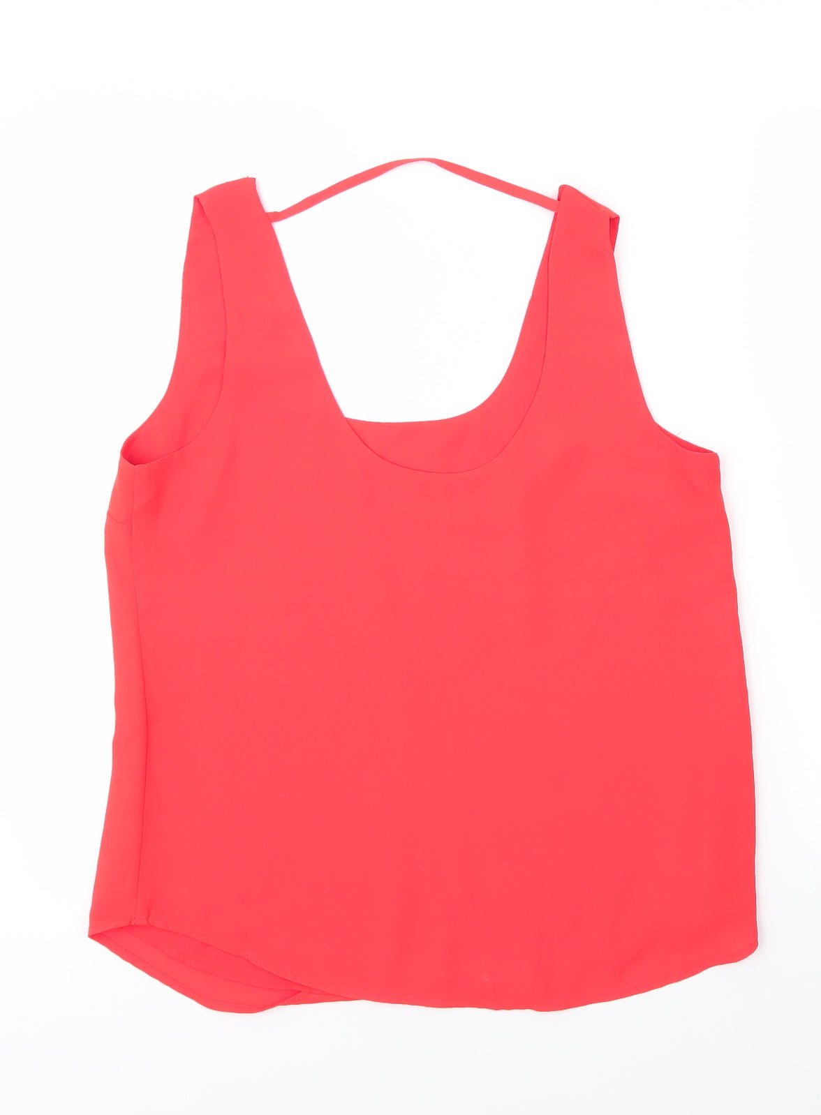 Oasis Womens Red  Polyester Basic Blouse Size 12 Scoop Neck