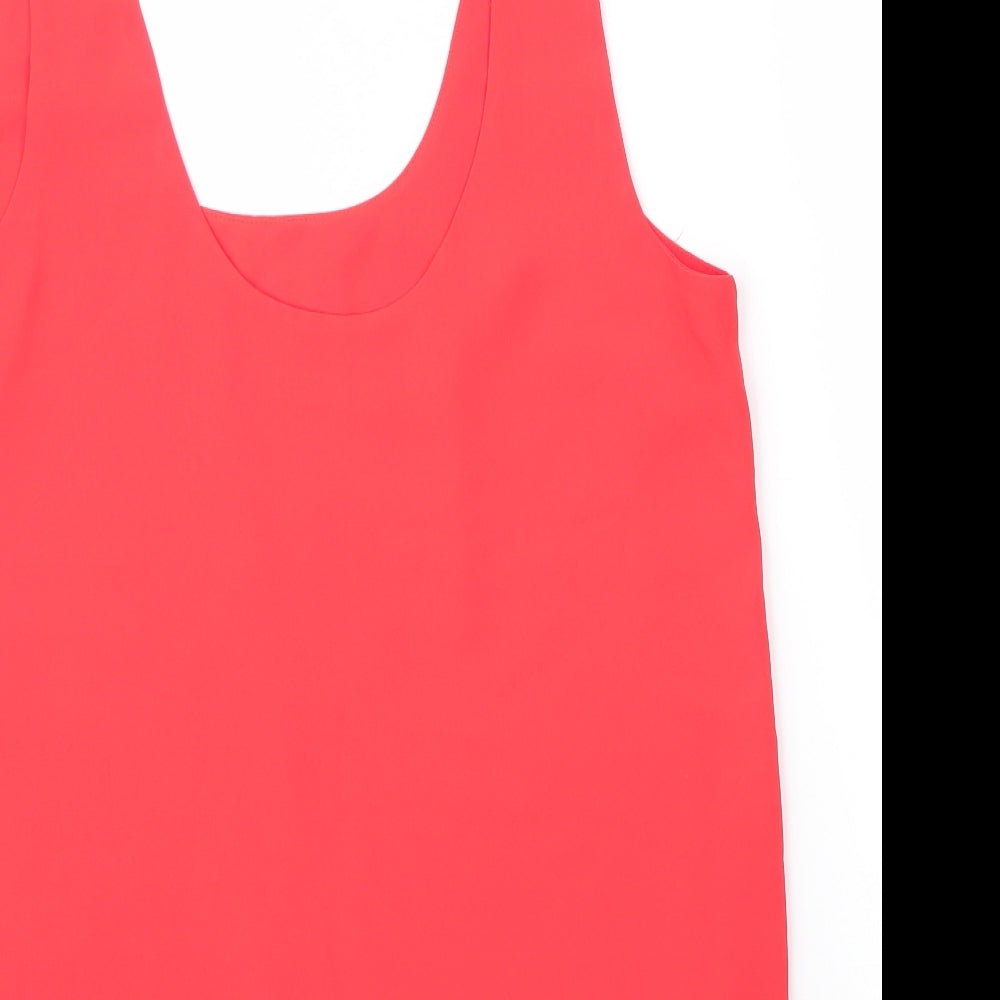 Oasis Womens Red  Polyester Basic Blouse Size 12 Scoop Neck