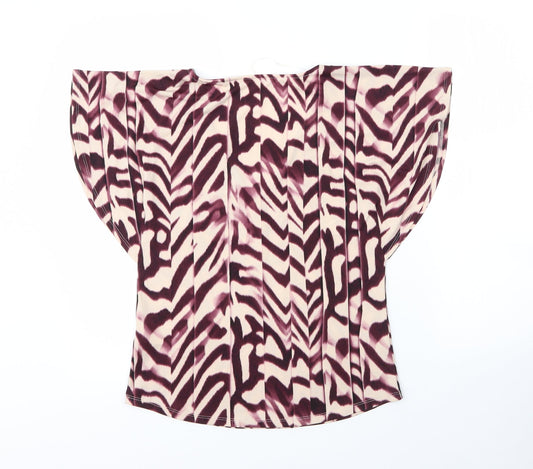 Debenhams Womens Purple Animal Print Polyester Basic Blouse Size 8 V-Neck - Zebra print