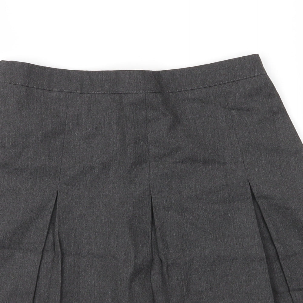 George Girls Grey  Viscose Pleated Skirt Size 12 Years  Regular Zip