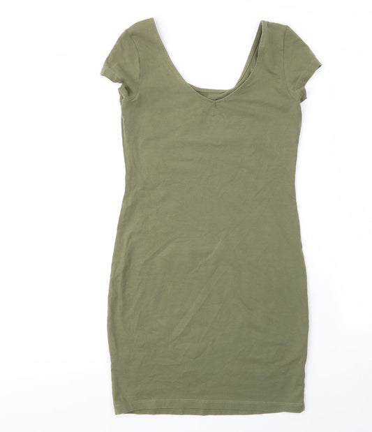 AJC Womens Green  Cotton Tank Dress  Size 6  Round Neck