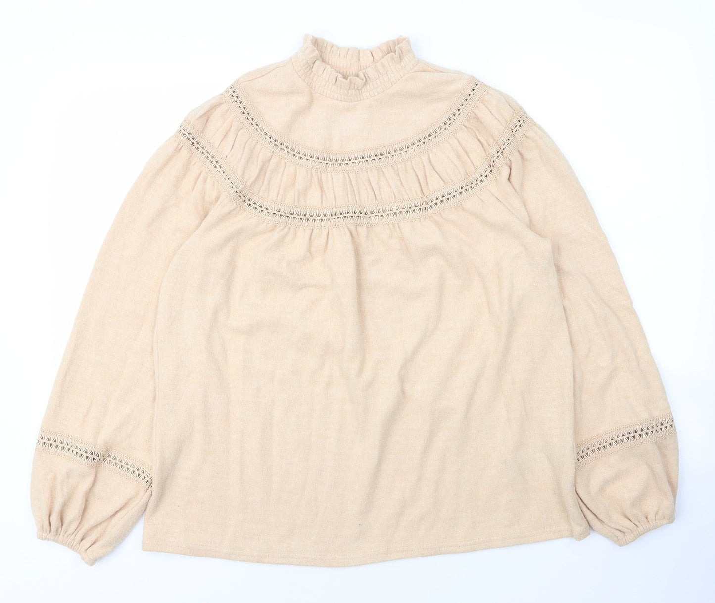 Dorothy Perkins Womens Beige Mock Neck Animal Print Viscose Pullover Jumper Size 12
