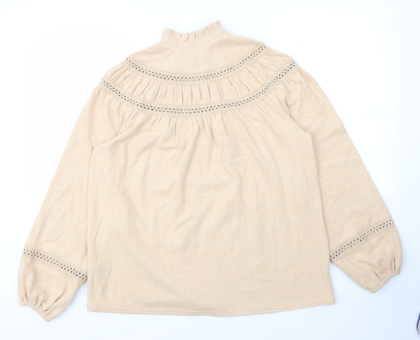 Dorothy Perkins Womens Beige Mock Neck Animal Print Viscose Pullover Jumper Size 12