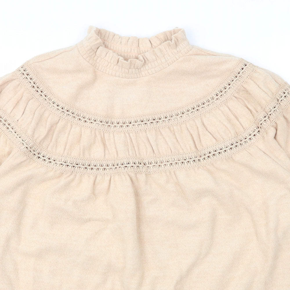 Dorothy Perkins Womens Beige Mock Neck Animal Print Viscose Pullover Jumper Size 12