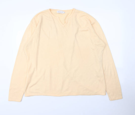 Bonmarché Womens Orange V-Neck  Acrylic Pullover Jumper Size XL