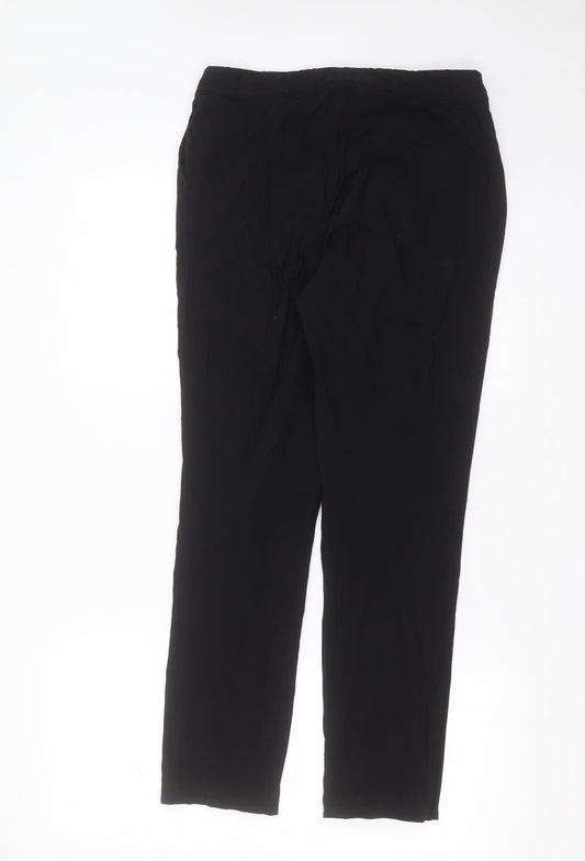 Oasis Womens Black  Viscose Trousers  Size 8 L27 in Slim Zip