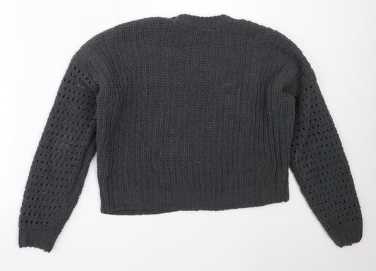 Hollister Womens Grey Round Neck  Polyester Pullover Jumper Size XS