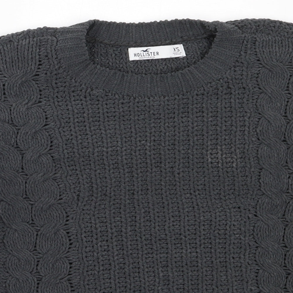 Hollister Womens Grey Round Neck  Polyester Pullover Jumper Size XS