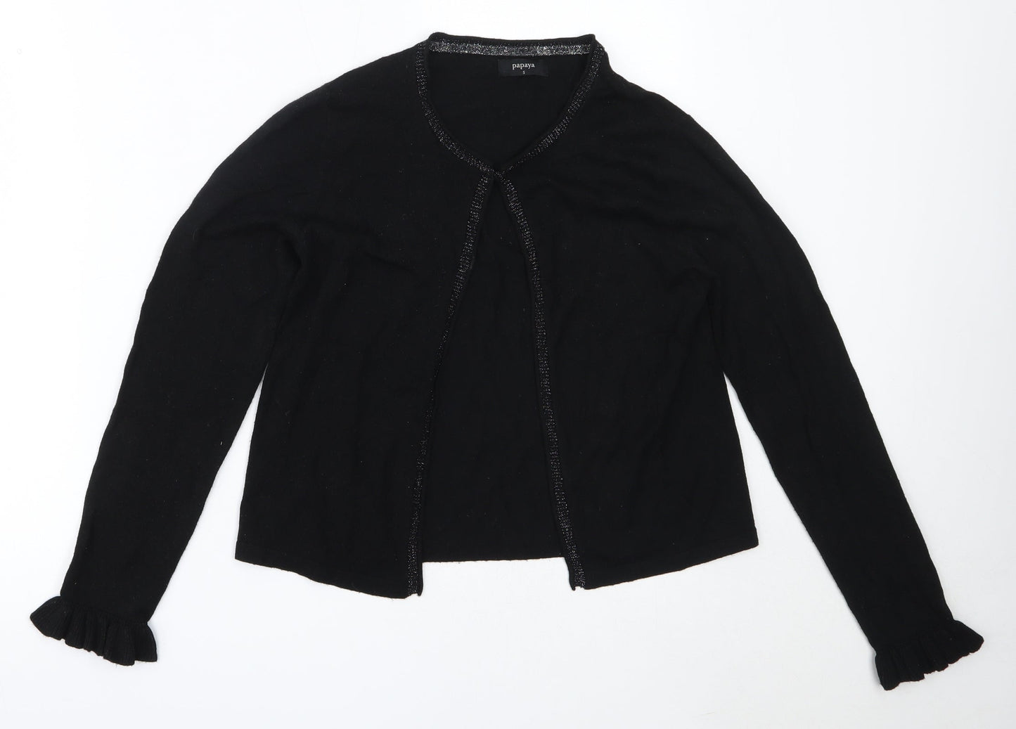 Papaya Womens Black Round Neck  Viscose Cardigan Jumper Size S