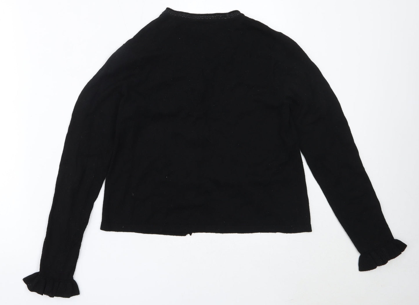 Papaya Womens Black Round Neck  Viscose Cardigan Jumper Size S