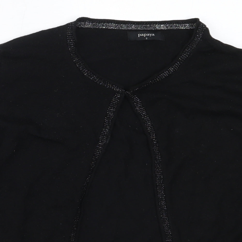 Papaya Womens Black Round Neck  Viscose Cardigan Jumper Size S
