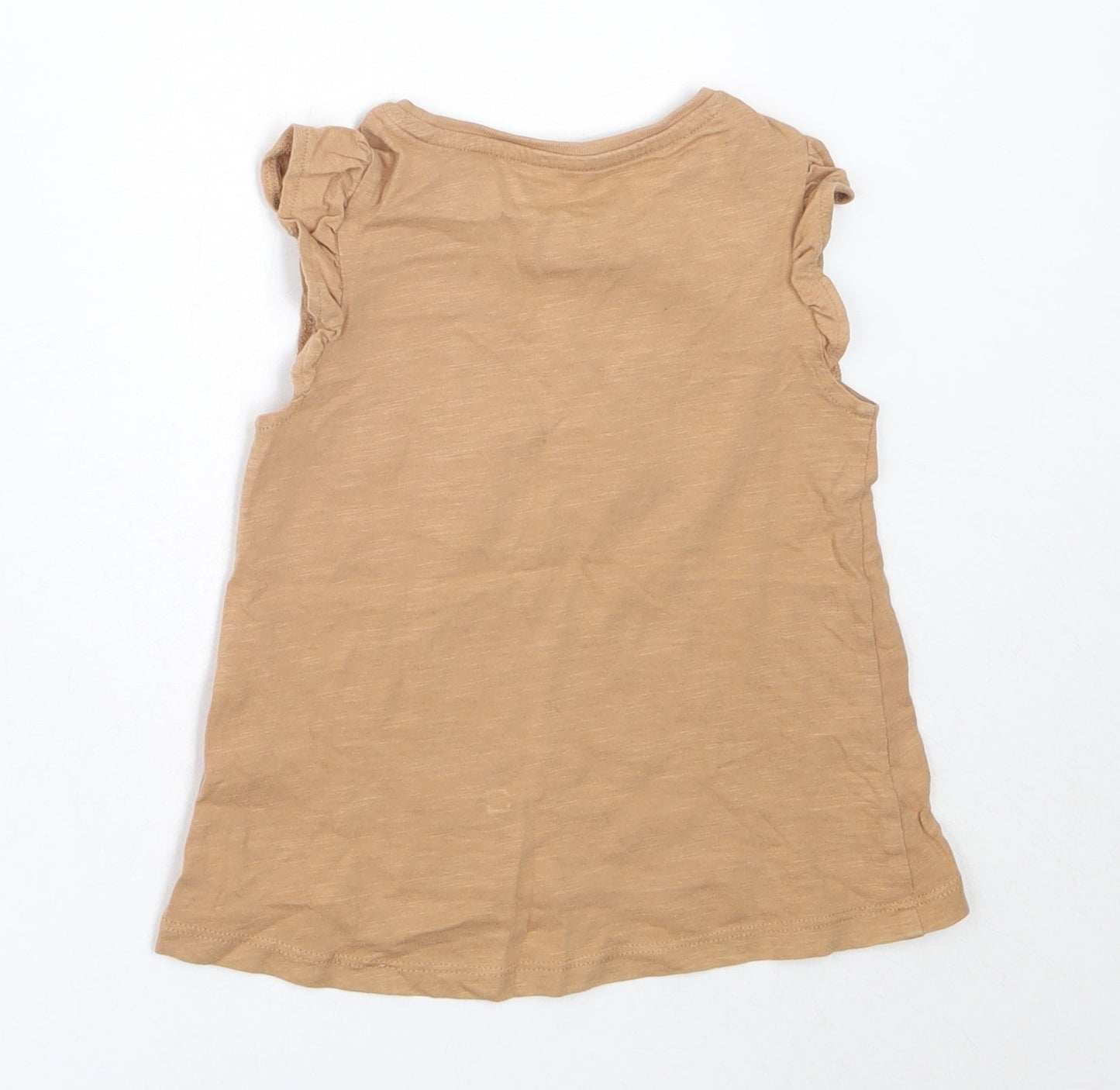 TU Girls Beige  Cotton Basic Tank Size 18-24 Months Round Neck